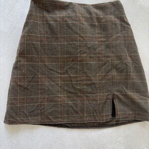 Old Navy Brown Plaid Mini Skirt with Orange Accent